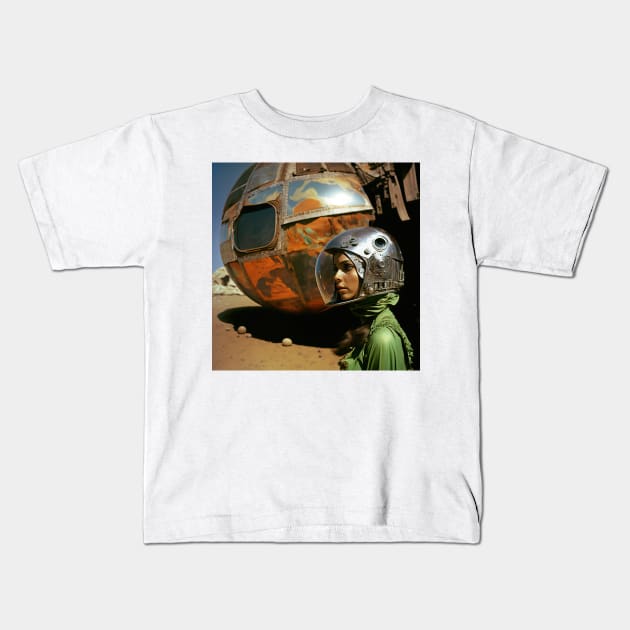 We Are Floating In Space - 80 - Sci-Fi Inspired Retro Artwork Kids T-Shirt by saudade